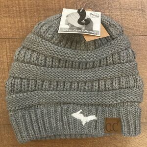 Michigan U.P. Upper Peninsula Embroidered Knit Beanie x C.C Gray NEW w/ Tags